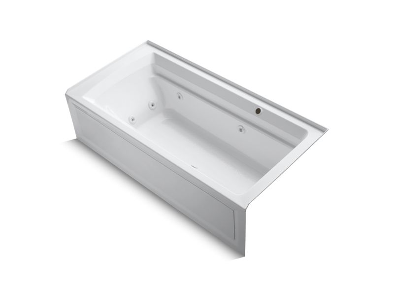 KOHLER K-1124-RAW Archer 72" x 36" alcove whirlpool bath with Bask heated surface, integral flange, and right-hand drain