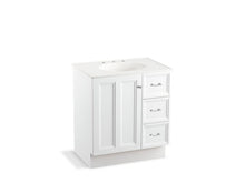 Load image into Gallery viewer, KOHLER K-99517-TKR-1WA Damask 30&amp;quot; bathroom vanity cabinet with toe kick, 1 door and 3 drawers on right
