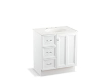 Load image into Gallery viewer, KOHLER K-99517-TKL-1WA Damask 30&amp;quot; bathroom vanity cabinet with toe kick, 1 door and 3 drawers on left
