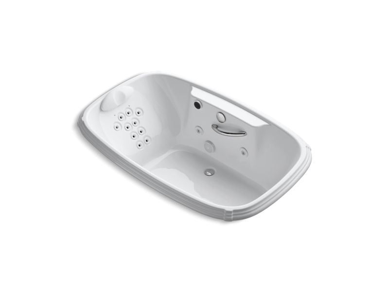 KOHLER K-1457-RM-0 Portrait 67" x 42" drop-in whirlpool with heater, grip rail drillings, right-hand pump and massage experience