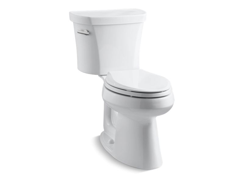 KOHLER Highline Comfort Height Two-piece elongated 1.28 gpf chair height toilet with tank cover locks and 14" rough-in