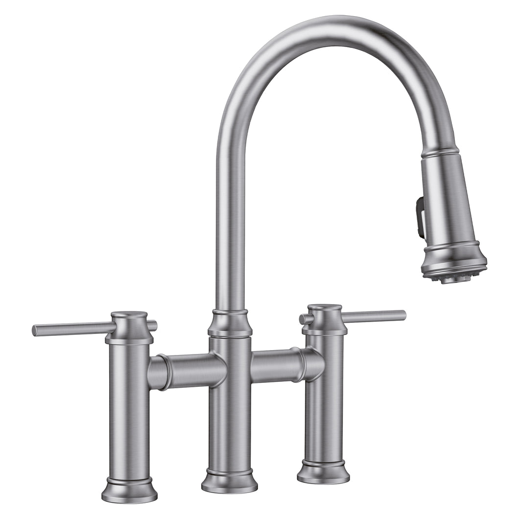 BLANCO 442505 Empressa Pull-Down Bridge Faucet 1.5 GPM - PVD Steel