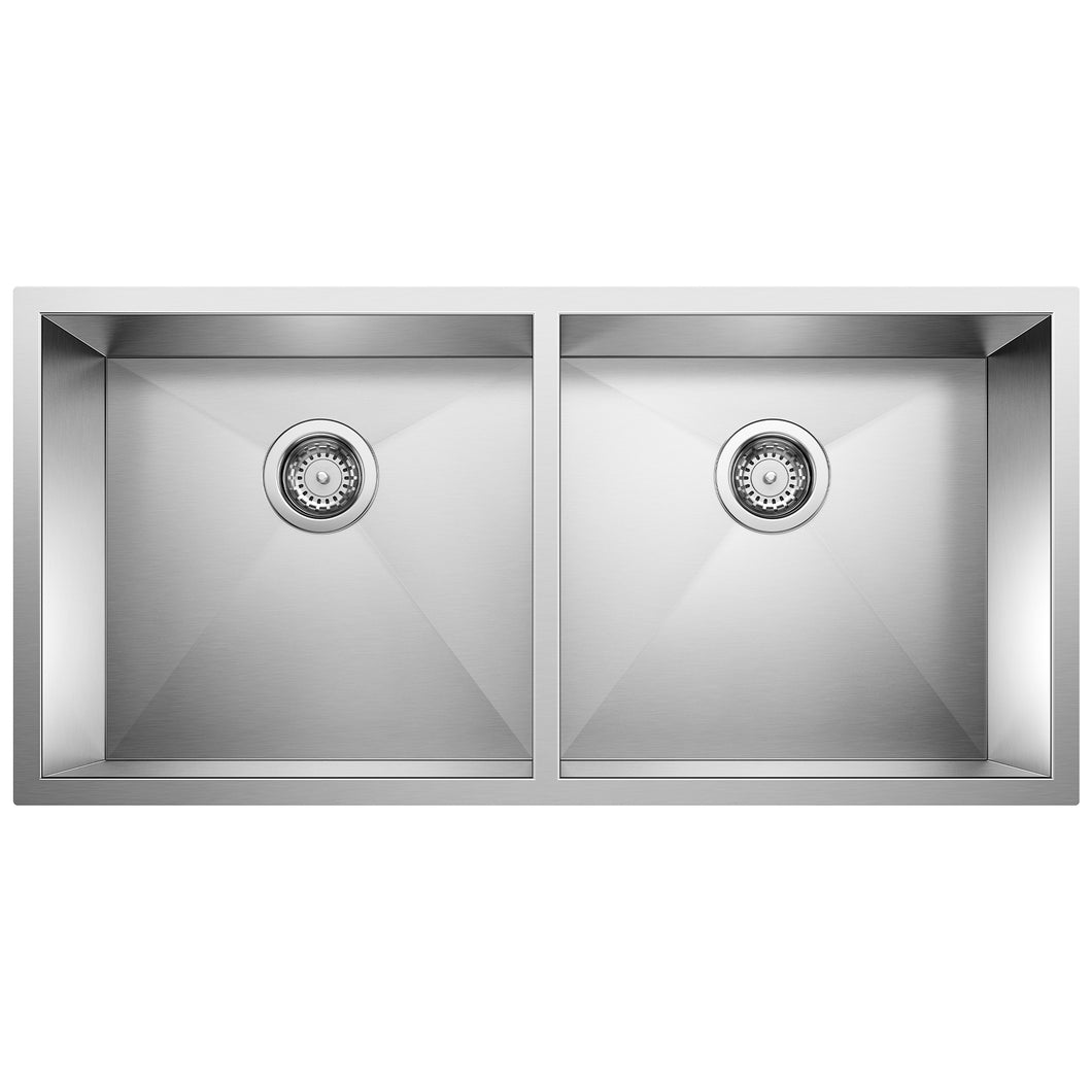 BLANCO 516212 Precision 16" R0 Equal Double Bowl Kitchen Sink