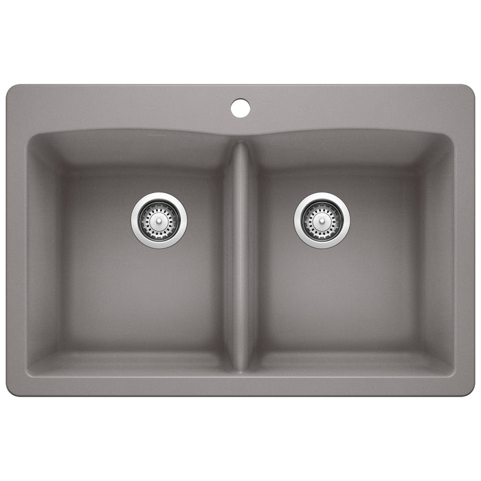 BLANCO 440219 Diamond Equal Double Dual Mount Kitchen Sink - Metallic Gray