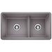 BLANCO 442527 Precis Reversible 1-3/4 Double Bowl Kitchen Sink with Low Divide - Metallic Gray