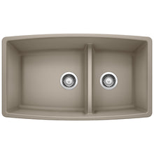 Load image into Gallery viewer, BLANCO 441315 Performa 1-3/4 Double Bowl Kitchen Sink with Low Divide - Truffle
