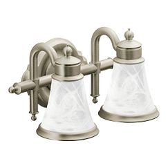 Moen Brushed nickel two globe bath light