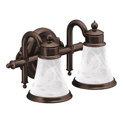 Moen Oil rubbed bronze two globe bath light