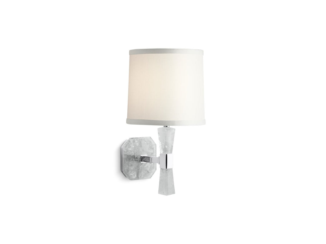 Kallista P33221-00-CP Counterpoint by Barbara Barry Rock Crystal Wall Sconce, Creme Shade