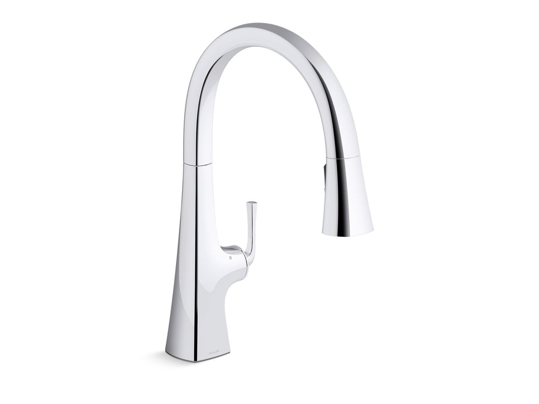 KOHLER K-22068-WB Graze Touchless pull-down kitchen sink faucet with KOHLER Konnect and three-function sprayhead