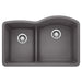 BLANCO 441600 Diamond 1-3/4 Reverse Double Bowl Kitchen Sink with Low Divide - Cinder