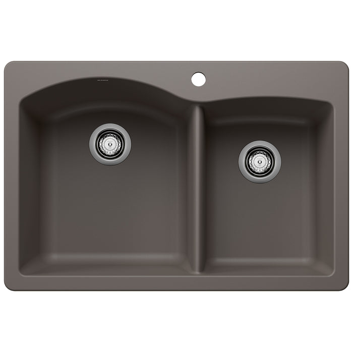 BLANCO Diamond 1-3/4 Double Bowl Dual Mount Kitchen Sink - Volcano Gray